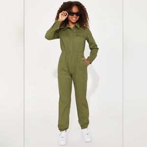 Fashion Nova Olive Aviator Jumpsuit - Size XS
